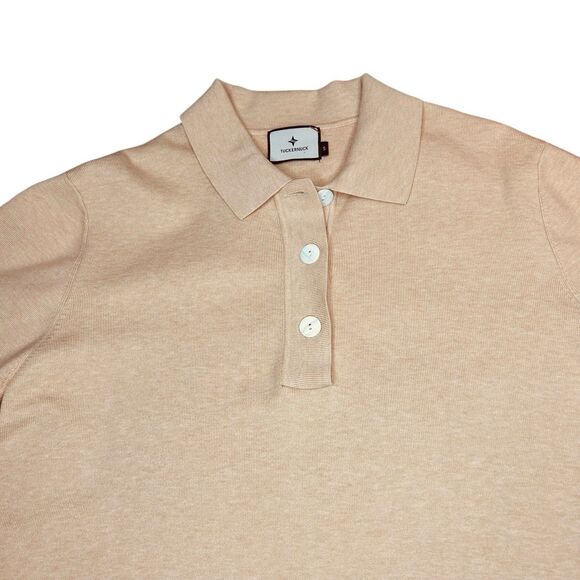 Tuckernuck Channing Mini Polo Dress Tan Knit Size Small Quiet Luxury Rich Mom - Picture 3 of 9